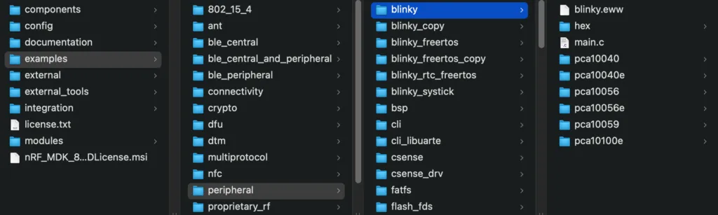  Blinky example location in nRF5 SDK 
