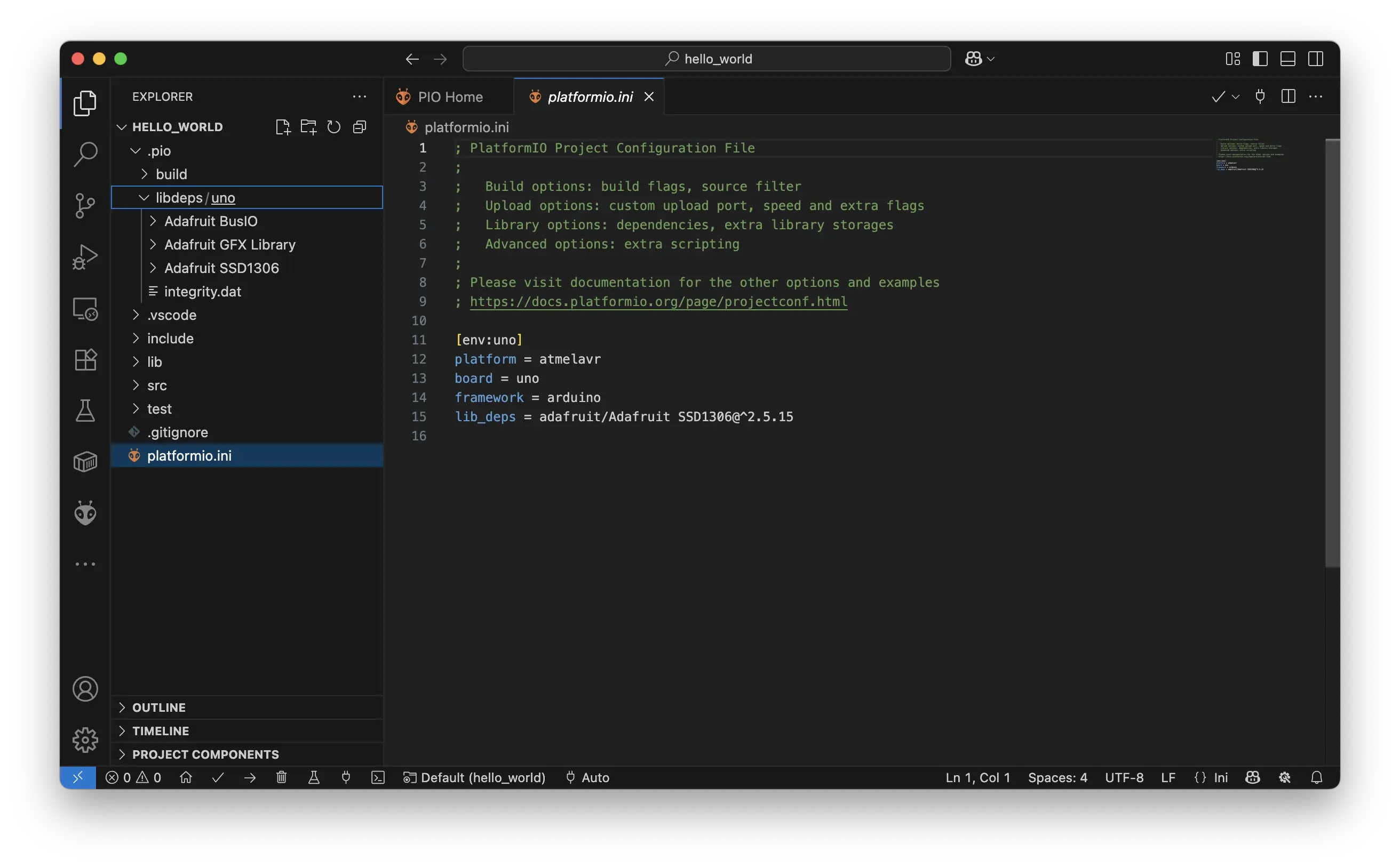 Library added to project in platformIO