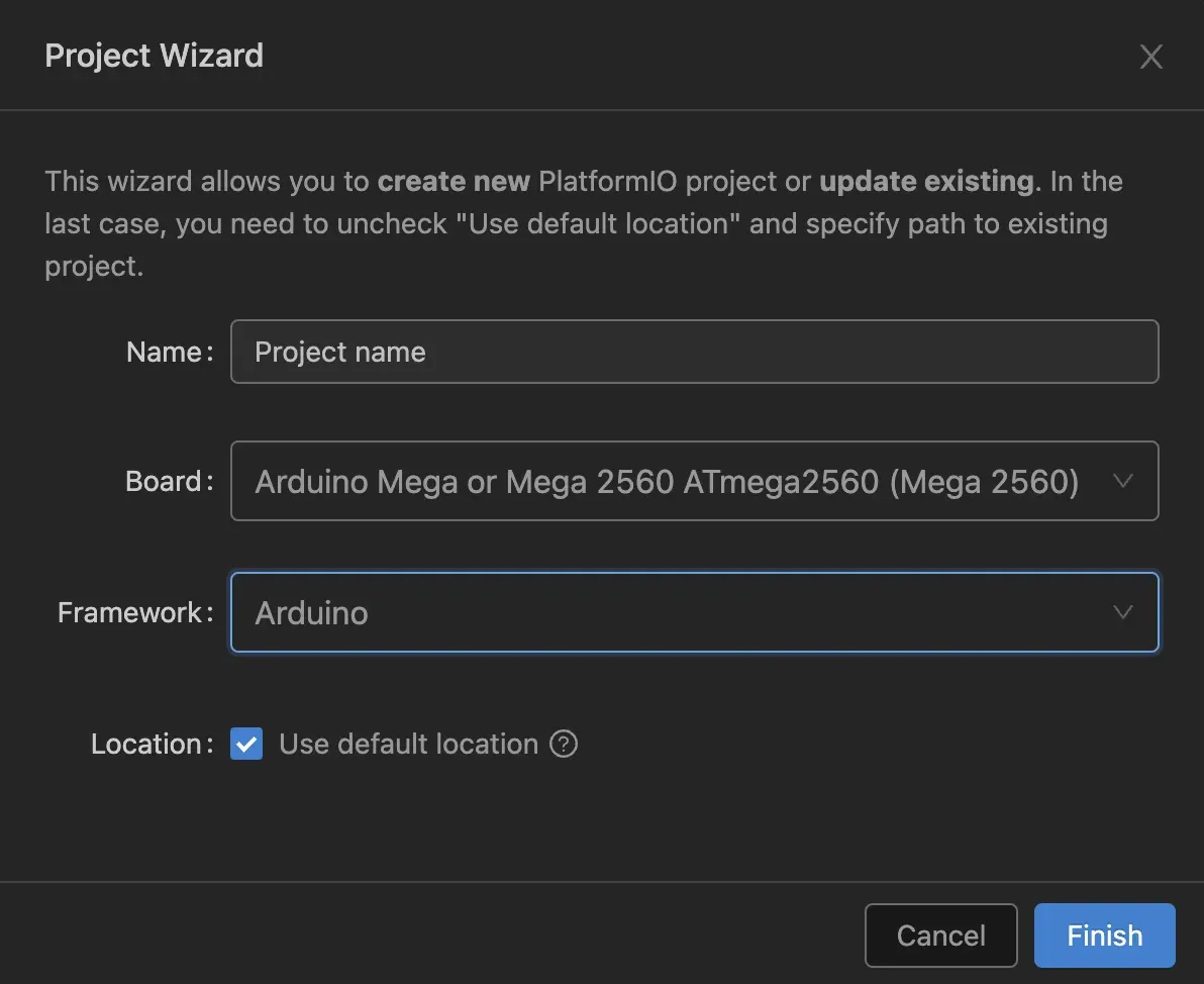 Platform IO create project